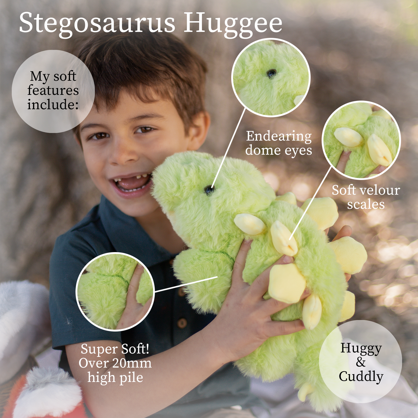Huggee World's Softest Plush Yellow Green Stegosaurus Huggee 11