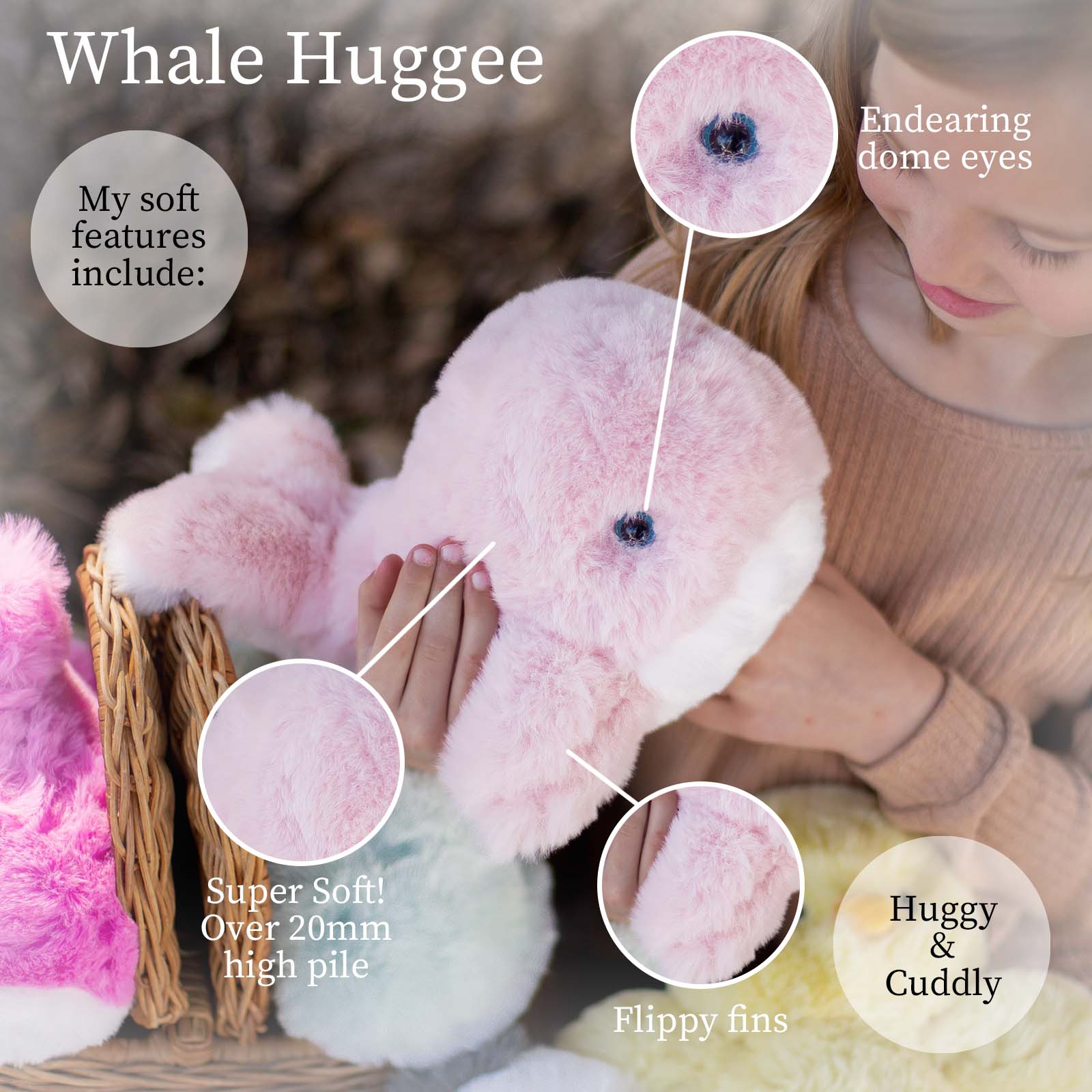 Huggee World's Softest Plush Pink Whale Huggee 11