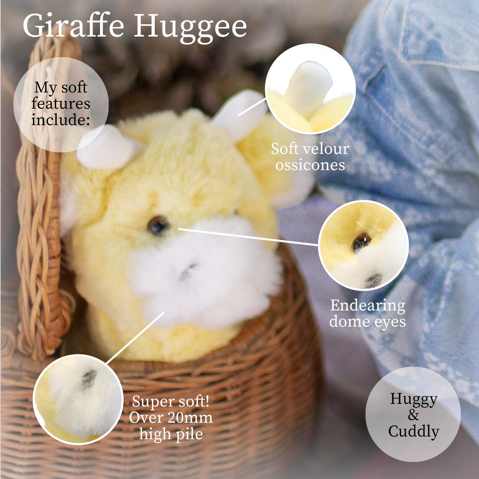 Huggee World's Softest Plush - Huggee - Yellow Giraffe Huggee 11 inches Mediu ...