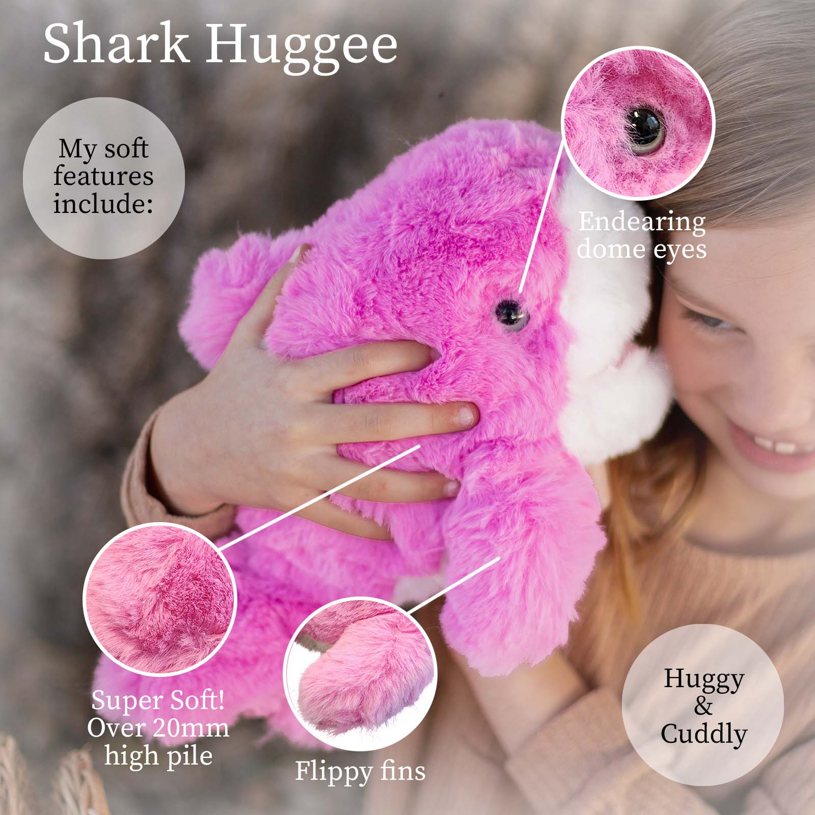 Huggee World's Softest Plush Pink Shark Huggee 11